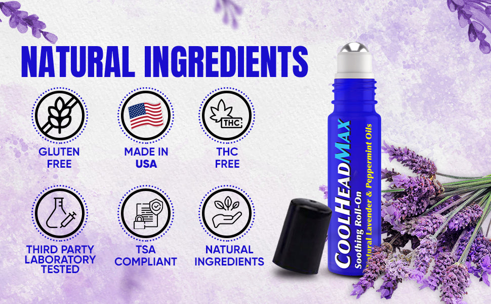 CoolHead Max 24ct Display - Includes CoolHead Max Roll-On with Lavender and Peppermint Essential Oils (9ml)
